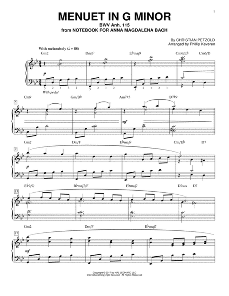 Menuet In G Minor, BMV Anh. 115 [Jazz version] (arr. Phillip Keveren)