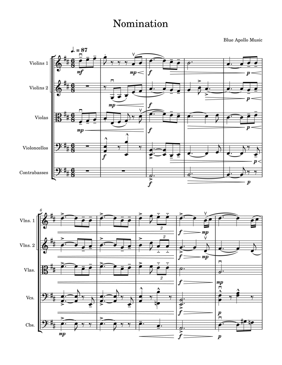 Nomination String Orchestra scores gallery preview page 1
