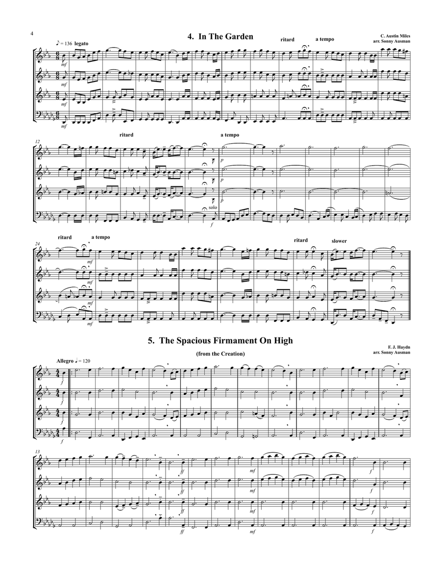 15 Hymns & Spirituals for Trombone Quartet-Bb Treble clef Trombone Quartet scores gallery preview page 3
