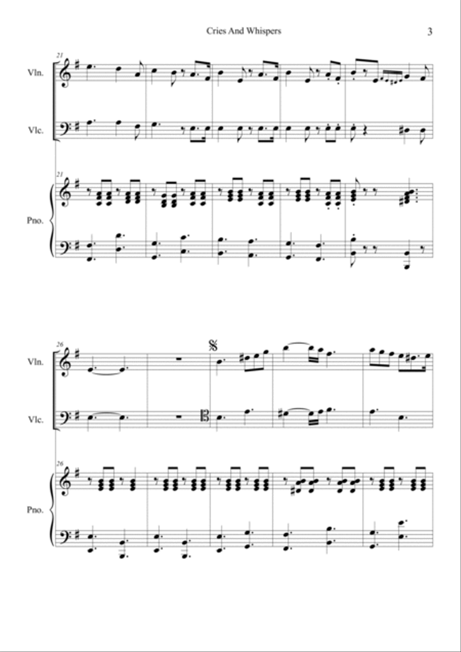 Cries and Whispers Cries and Whispers Piano Trio scores gallery preview page 3