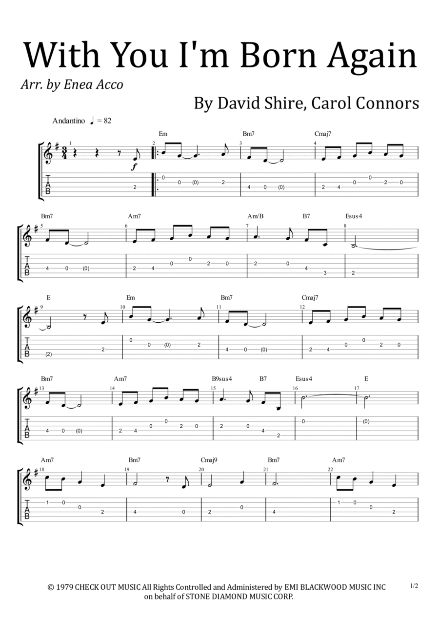With You I'm Born Again Piano scores gallery preview page 1