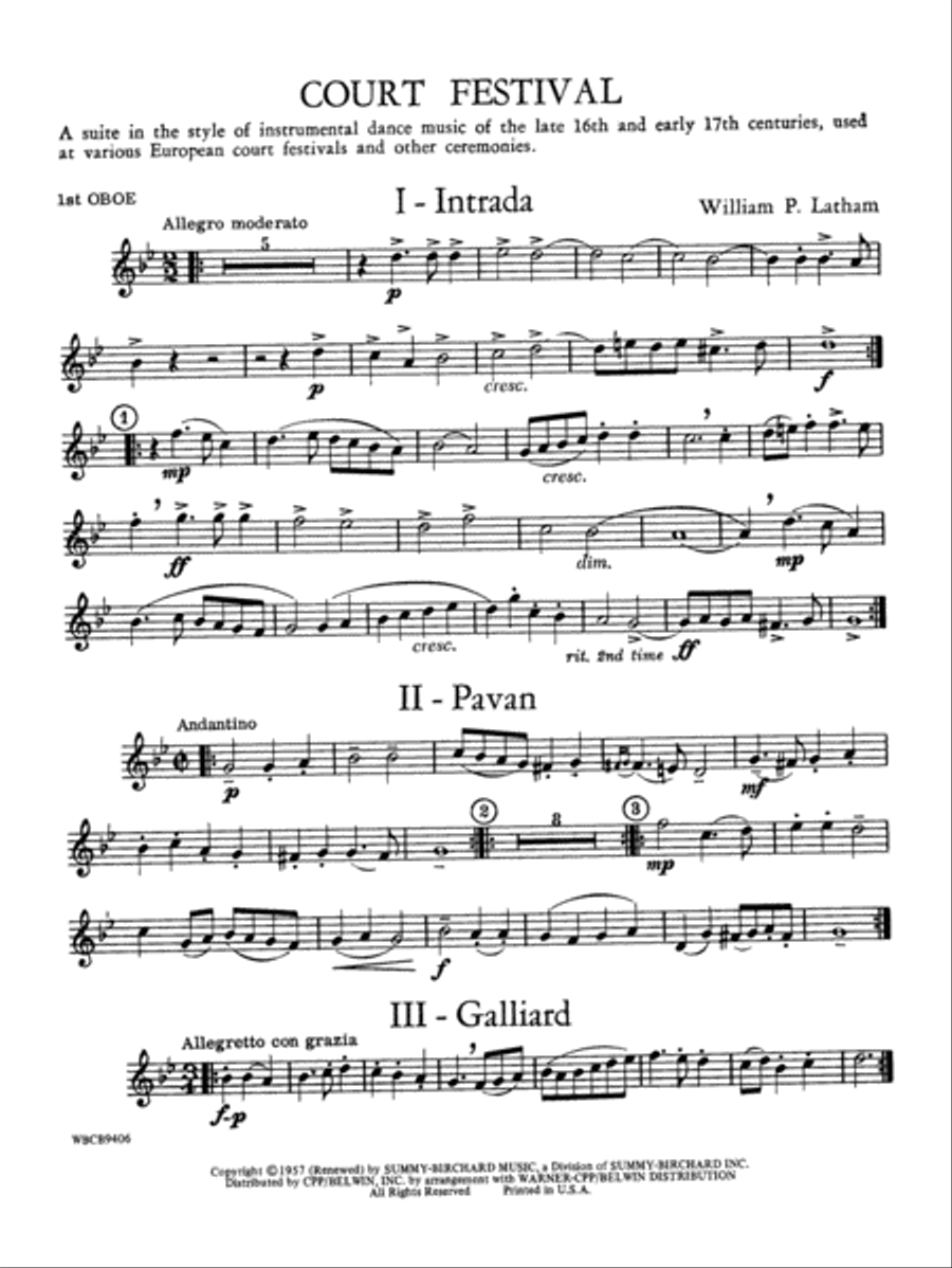 Court Festival (Suite for Concert Band): Oboe Concert Band scores gallery preview page 1