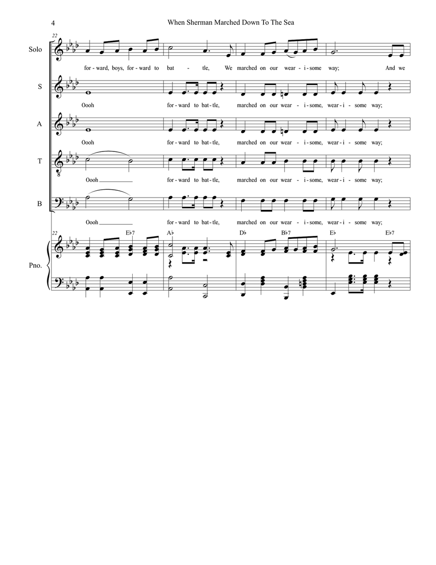 When Sherman Marched Down To The Sea 4-Part scores gallery preview page 5