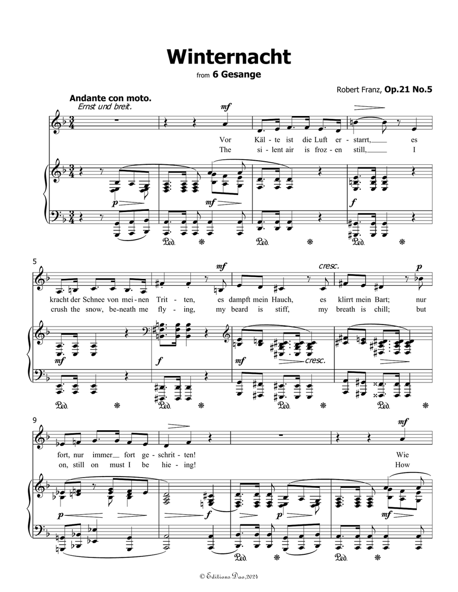 Winternacht, by Robert Franz, in d minor Voice scores gallery preview page 3