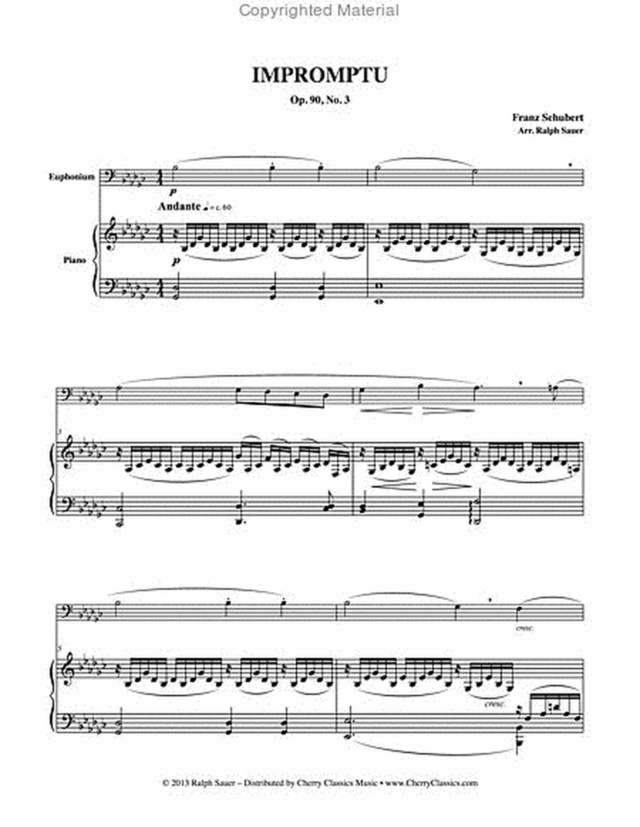 Impromptu, Opus 90, No. 3 for Euphonium & Piano