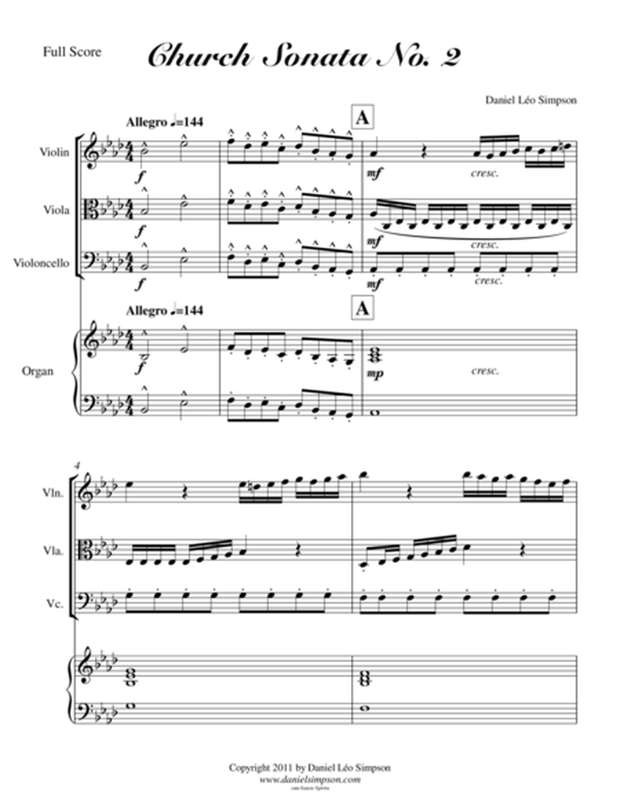 Church Sonata No.2 in Ab for String Trio & Organ by Daniel Leo Simpson image number null