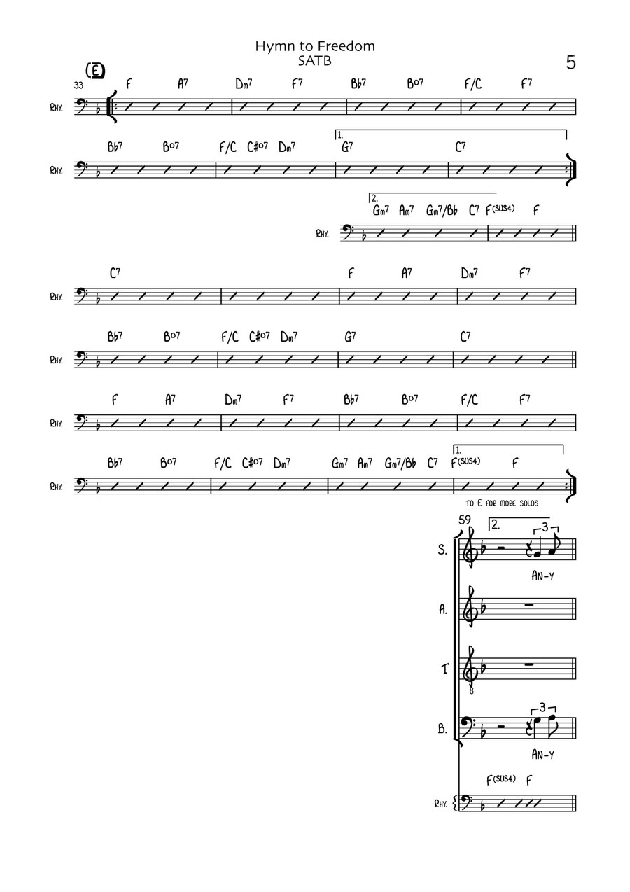 Hymn To Freedom 4-Part scores gallery preview page 5