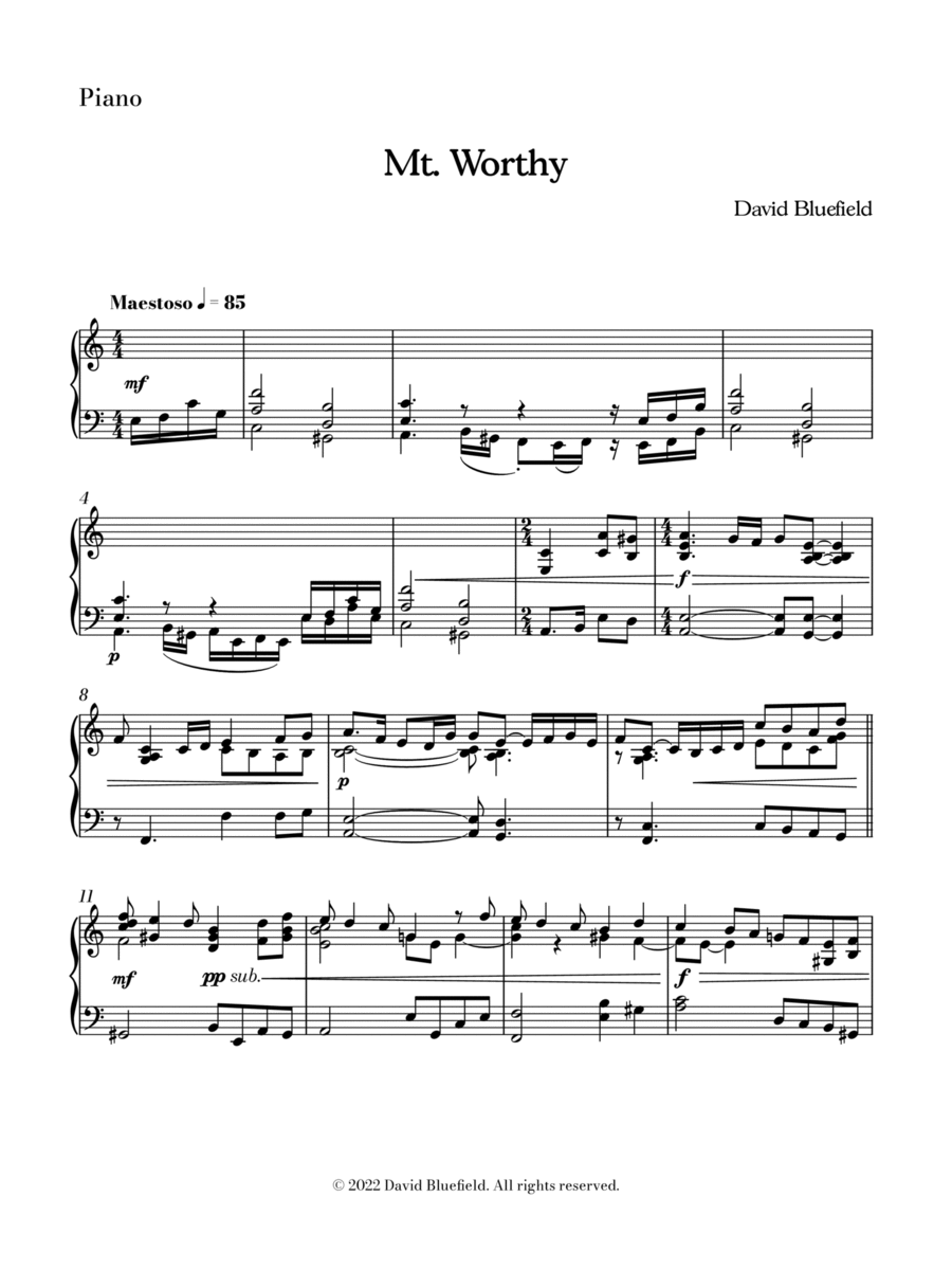 Mt. Worthy Piano Solo scores gallery preview page 1