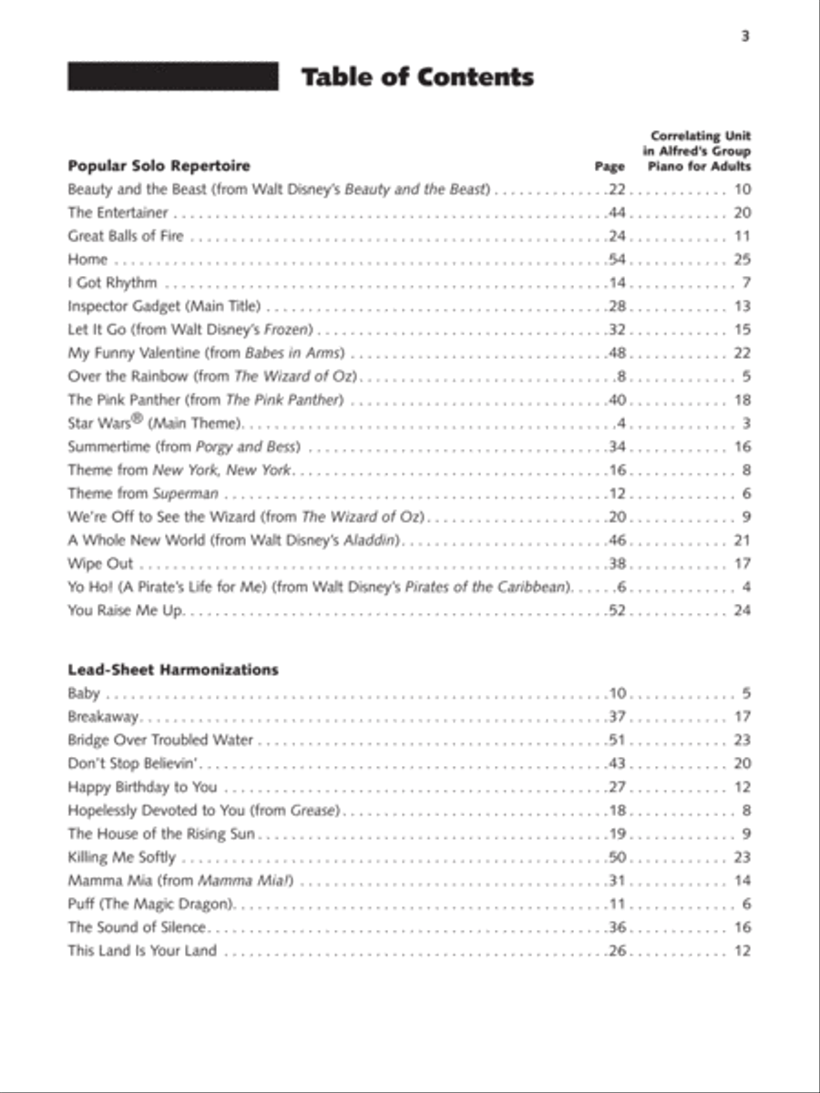 Alfred's Group Piano for Adults: Popular Music Books 1 & 2 Piano Method scores gallery preview page 3