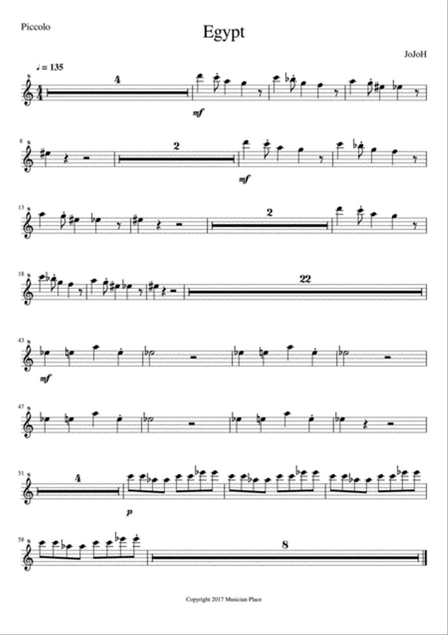 Egypt - Piccolo Egypt - Piccolo Piccolo scores gallery preview page 1