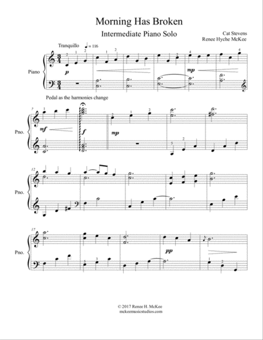Morning Has Broken Piano Solo scores gallery preview page 1