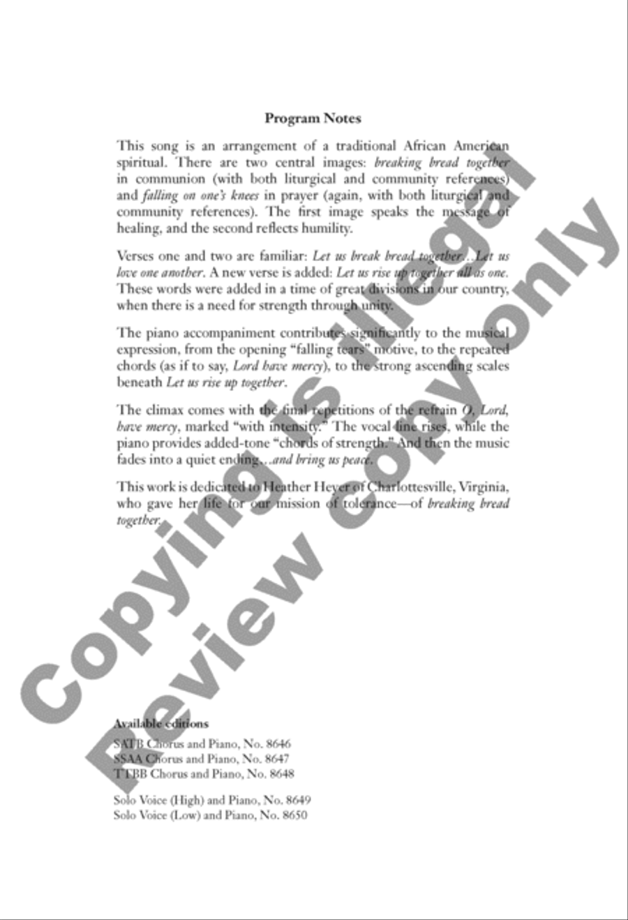 Let Us Break Bread Together 4-Part scores gallery preview page 12