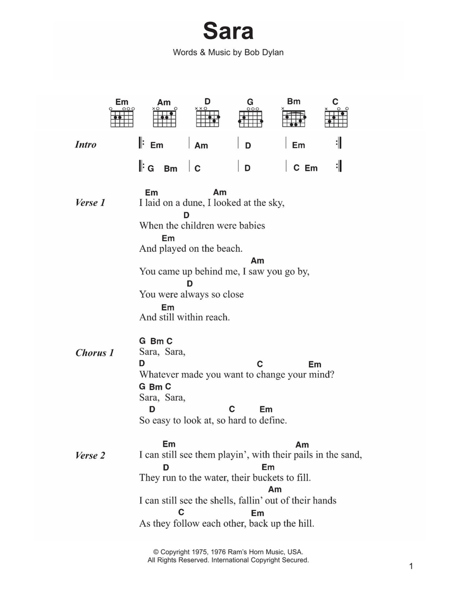 Sara Sara Acoustic Guitar scores gallery preview page 1