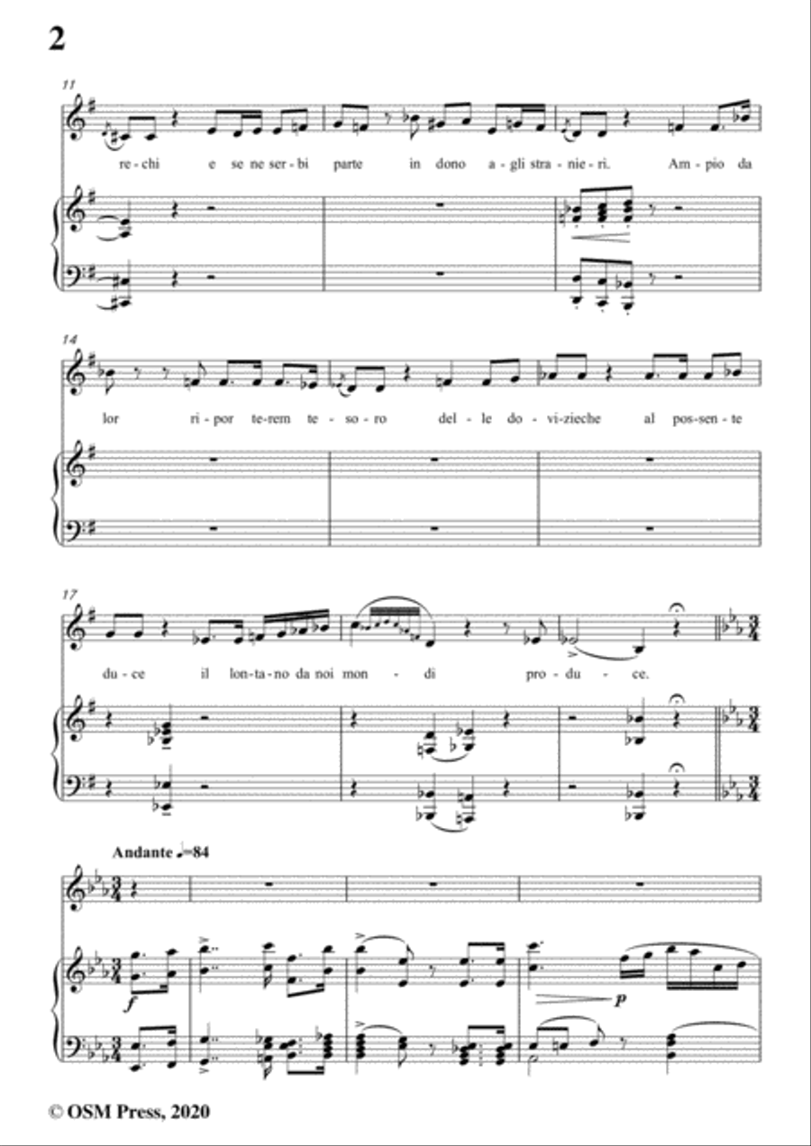Donizetti-Ne ornera la bruna chioma,in E flat Major,for Voice and Piano Voice Solo scores gallery preview page 4