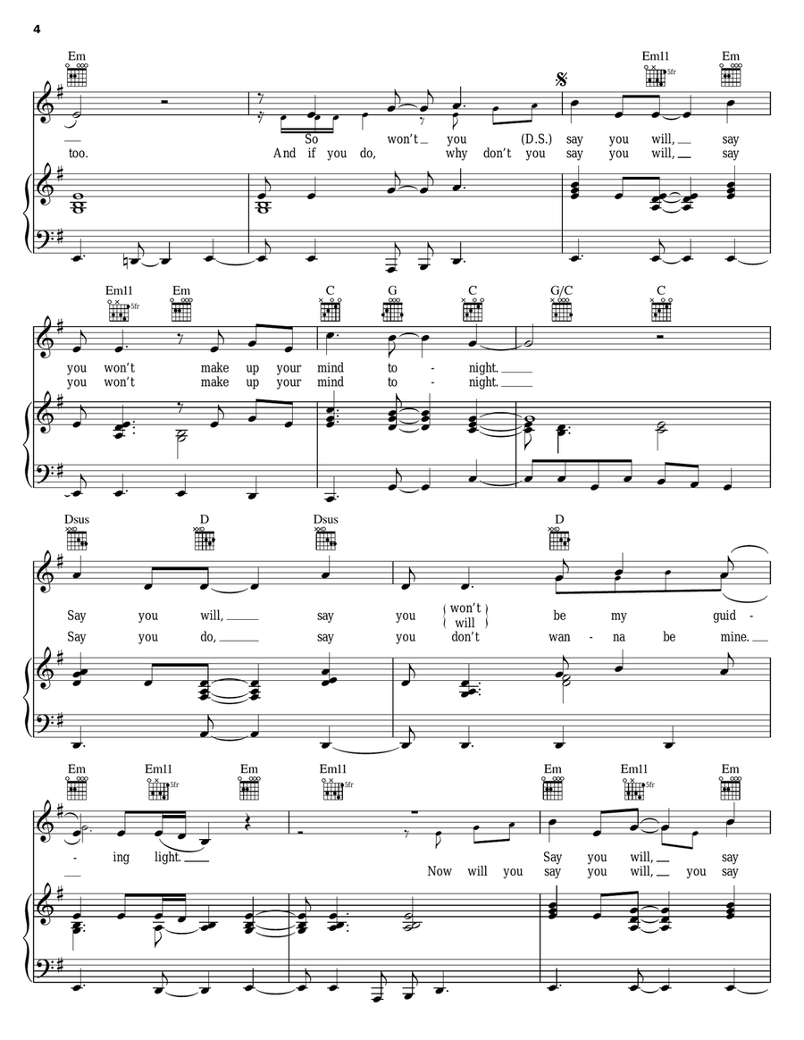 Say You Will Piano, Vocal, Guitar scores gallery preview page 4