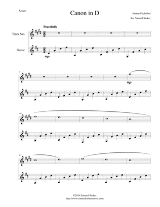 Pachelbel's Canon in D - for Bb tenor sax and guitar
