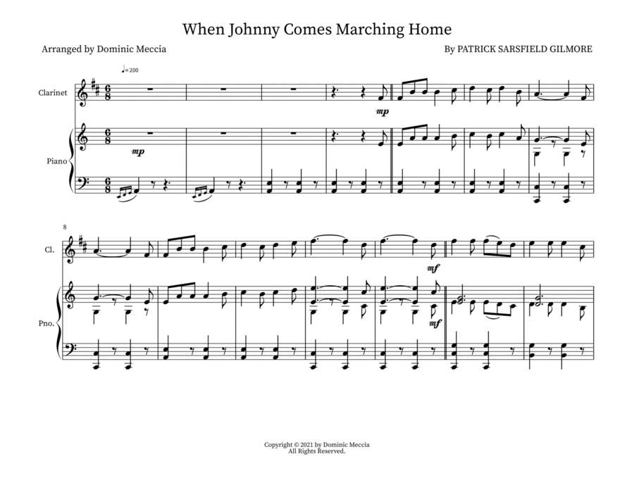 When Johnny Comes Marching Home Woodwind Duet scores gallery preview page 1