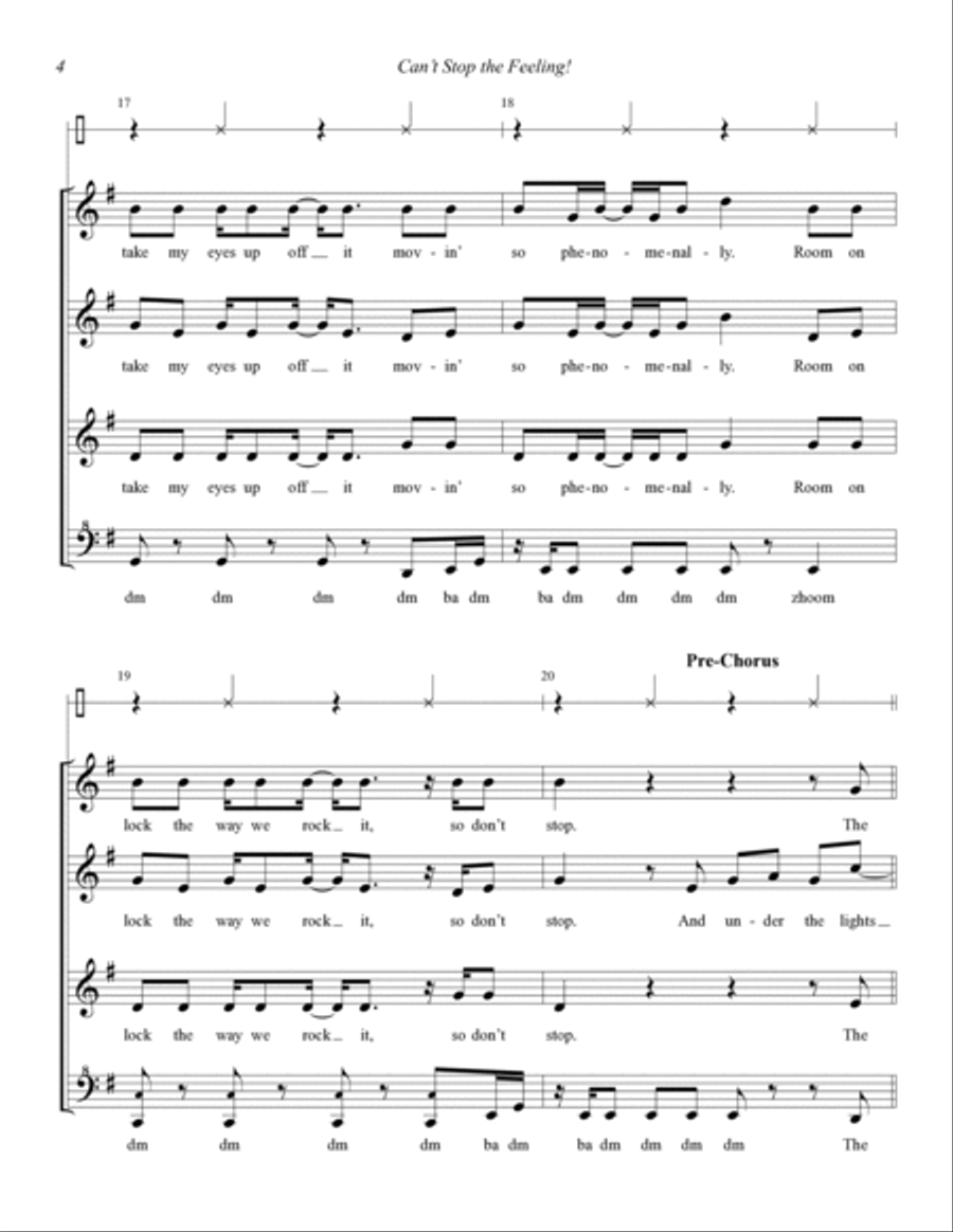 Can't Stop the Feeling! (arr. Aaron Dale) SSAA scores gallery preview page 4