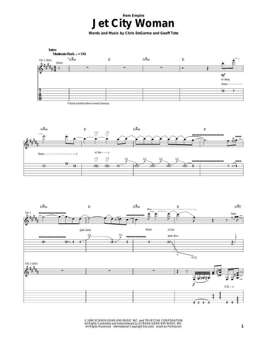 Jet City Woman Electric Guitar scores gallery preview page 1