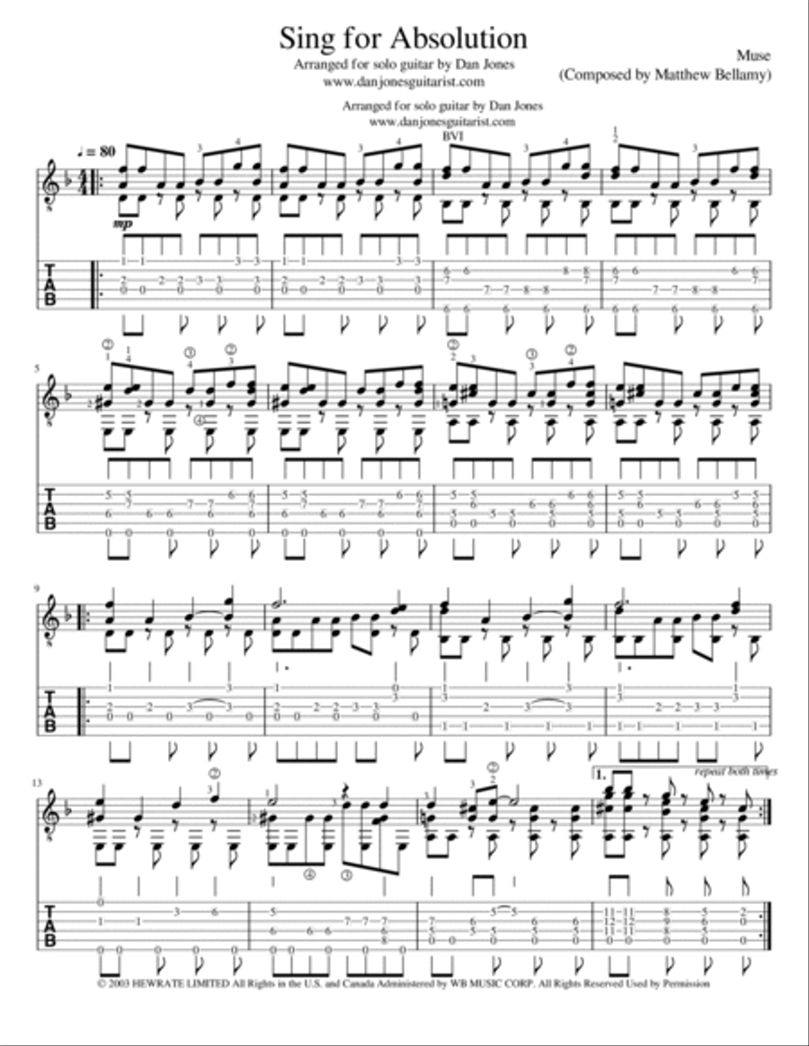 Sing For Absolution Guitar Tablature scores gallery preview page 2