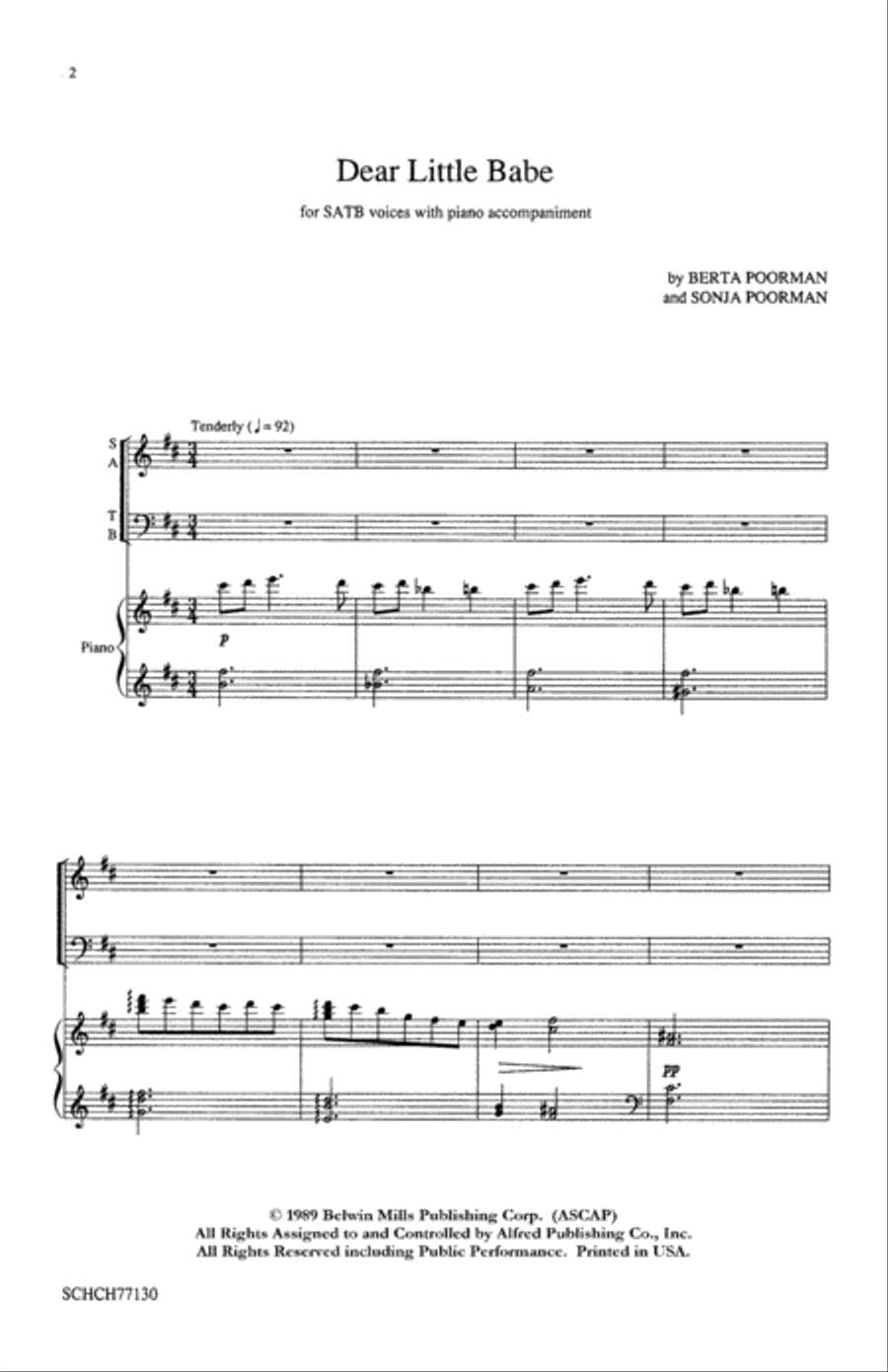 Dear Little Babe 4-Part scores gallery preview page 2
