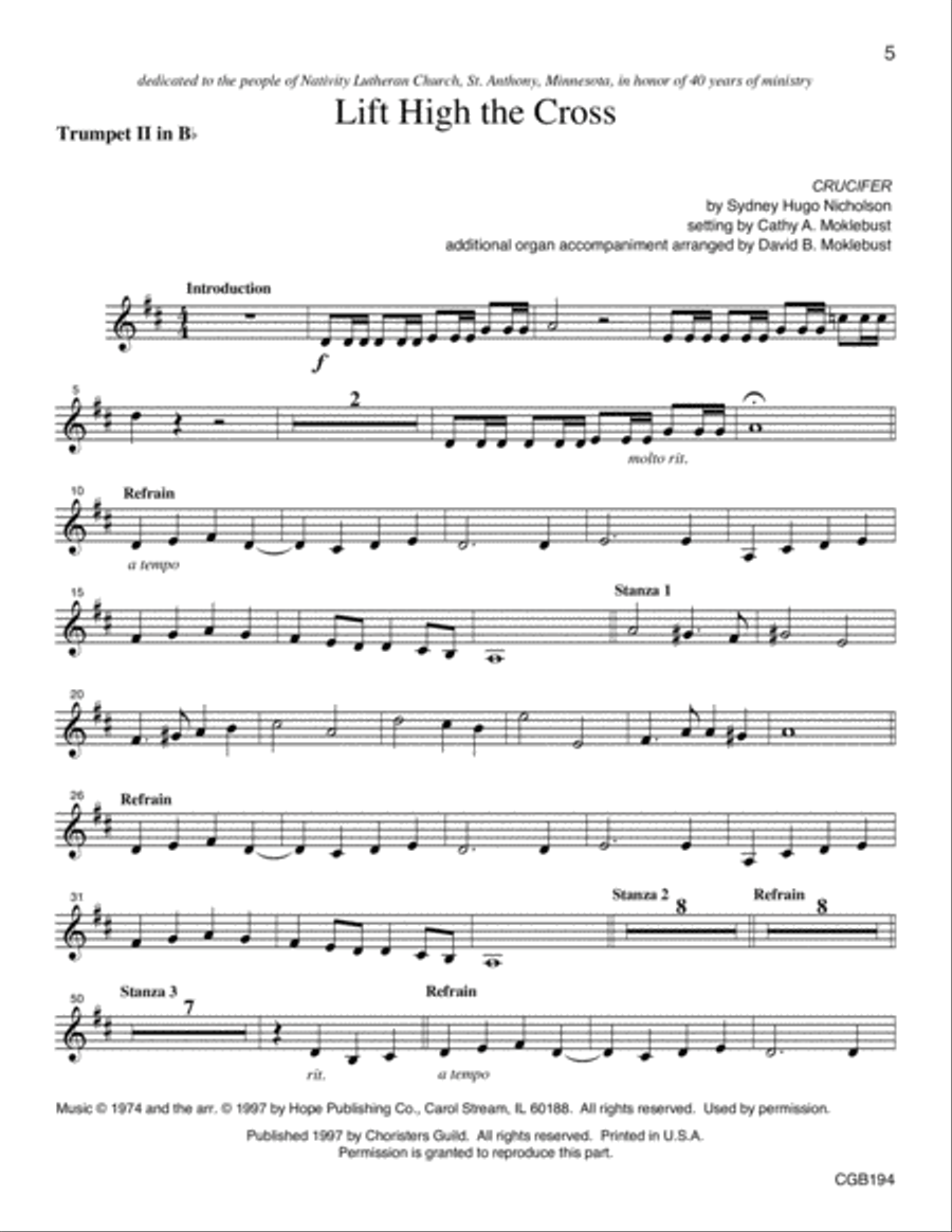Lift High the Cross with Brass Parts Full Score Handbell Choir scores gallery preview page 3