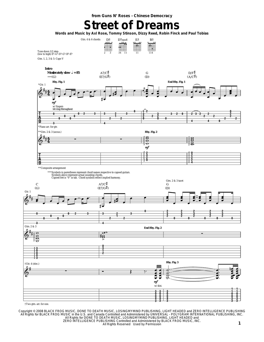 Street Of Dreams Acoustic Guitar scores gallery preview page 1