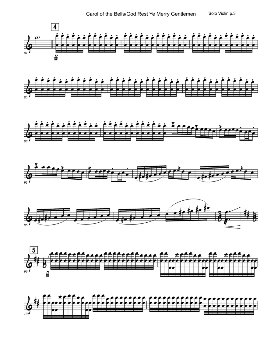 Carol of the Bells / God Rest Ye Merry Gentlemen - Violin and Accompaniment Track Violin Solo scores gallery preview page 3