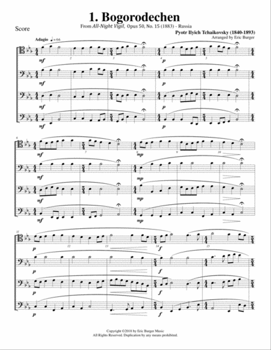 12 Slavic Chorals from the Romantic Era for Trombone or Low Brass Quartet image number null