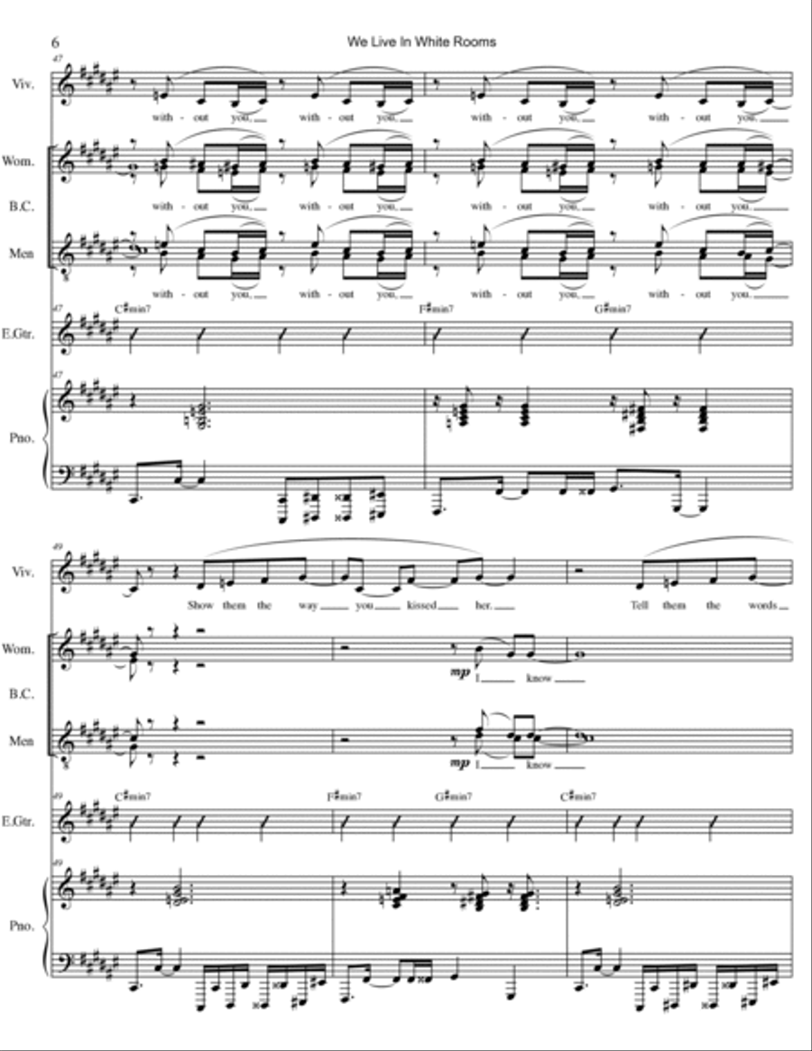 We Live in White Rooms Piano, Vocal, Guitar scores gallery preview page 6