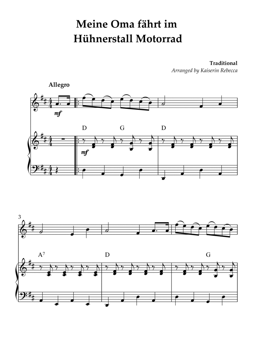 Meine Oma fährt im Hühnerstall Motorrad Violin Solo scores gallery preview page 1