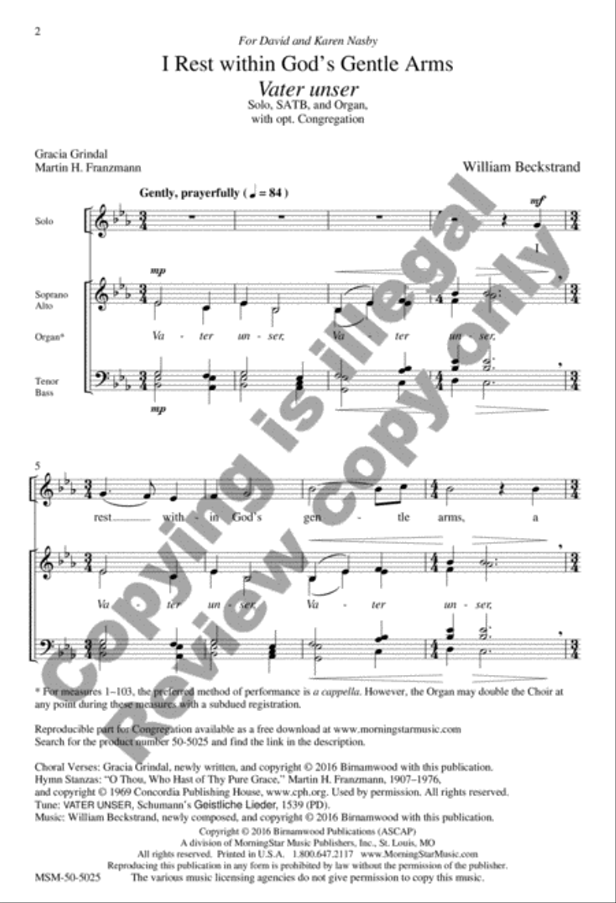 I Rest within God's Gentle Arms (Vater unser) 4-Part scores gallery preview page 2