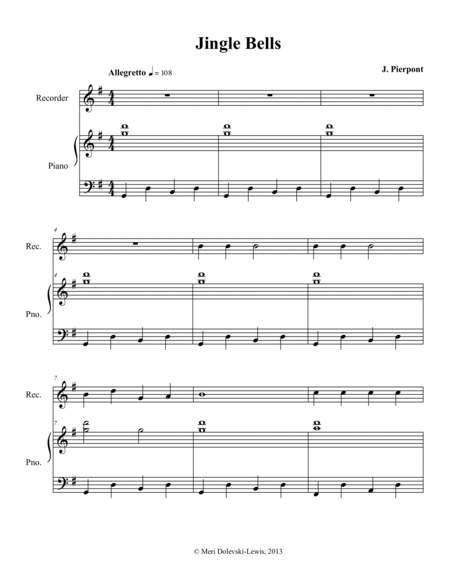 Jingle Bells: flute/piano