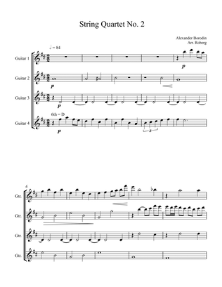 Book cover for String Quartet No. 2 in D Major (Guitar Quartet)
