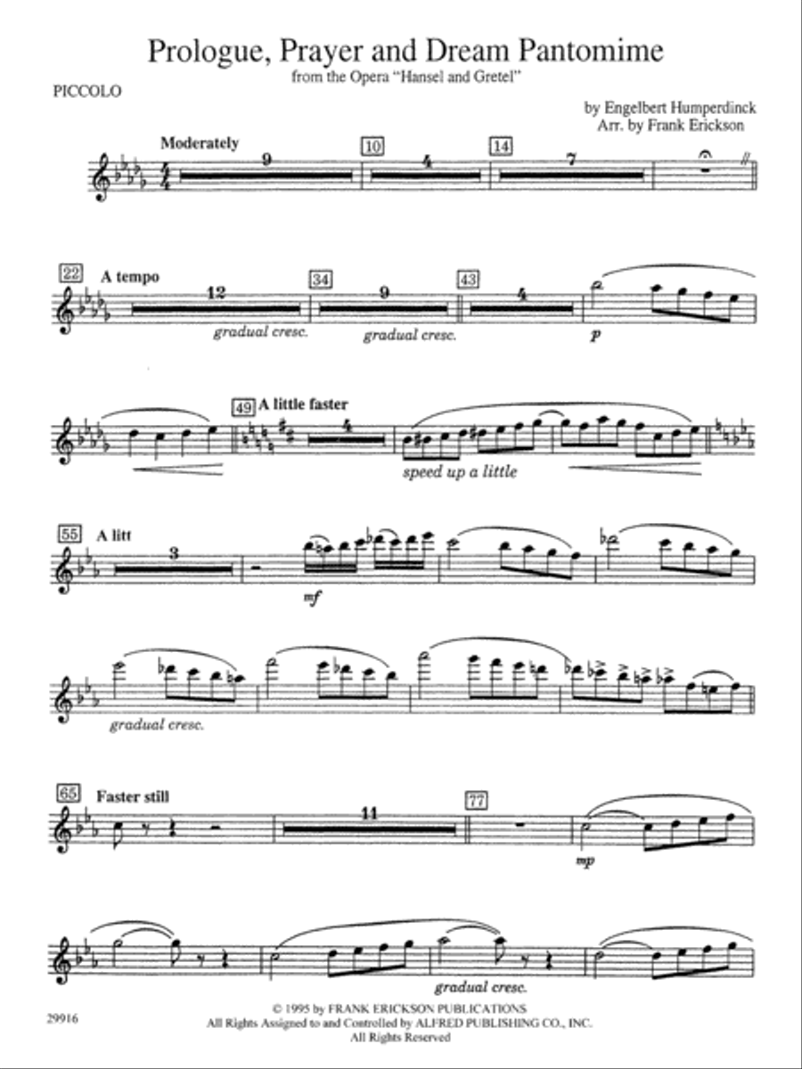 Prologue Prayer and Dream Pantomime (from the opera Hansel and Gretel): Piccolo Concert Band scores gallery preview page 1
