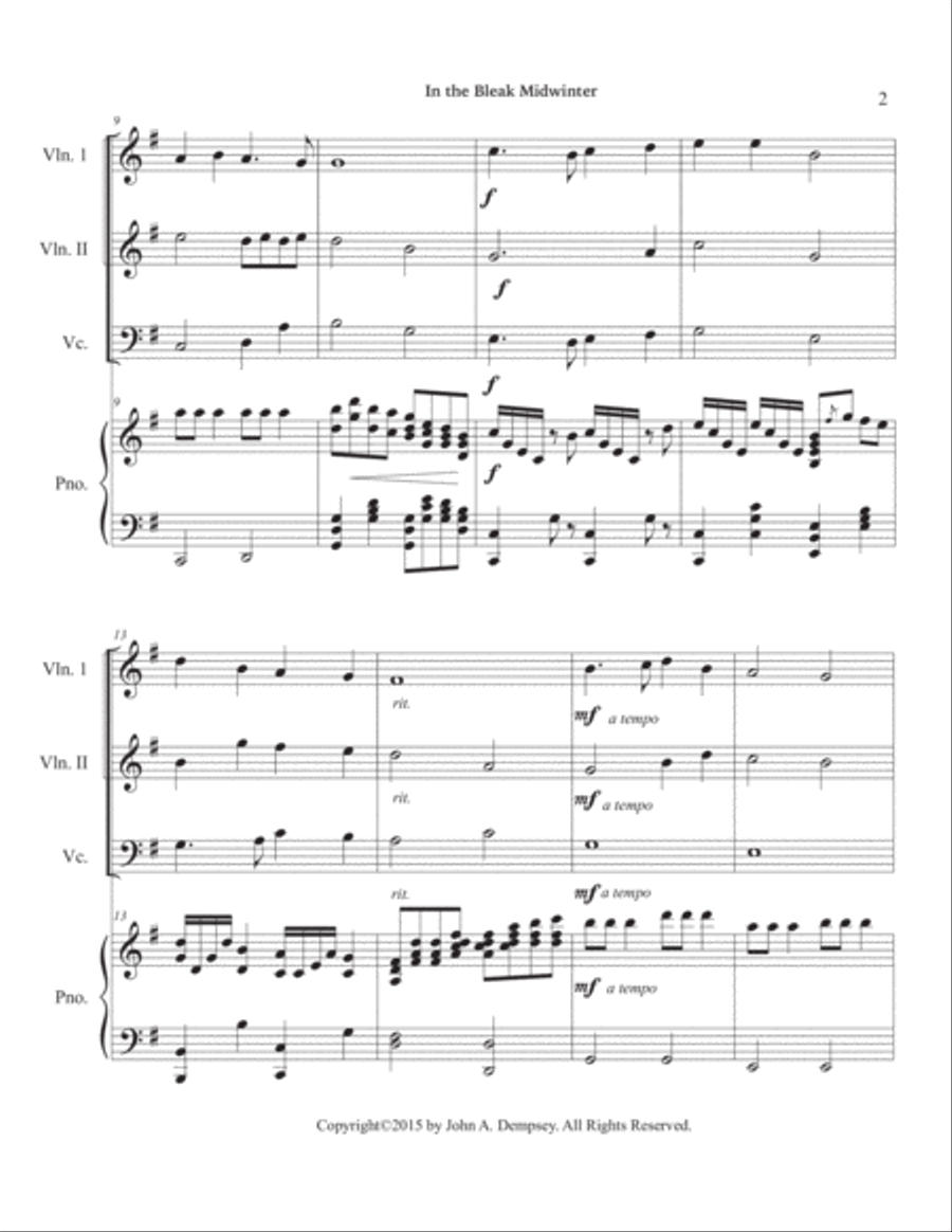 In the Bleak Midwinter (Piano Quartet): Two Violins, Cello and Piano Piano Quartet scores gallery preview page 6