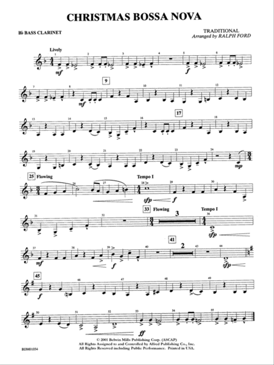 Christmas Bossa Nova: B-flat Bass Clarinet Concert Band scores gallery preview page 1