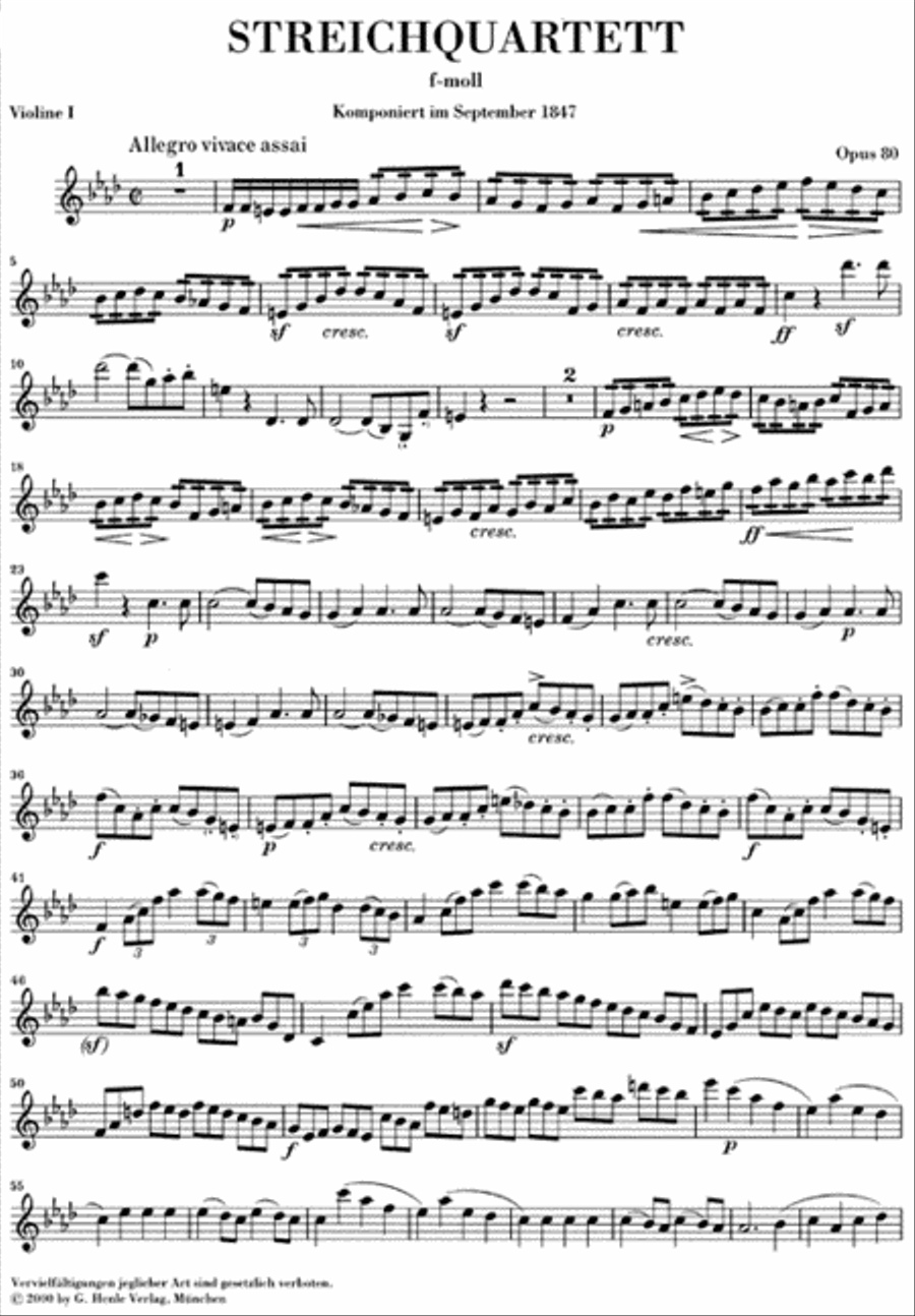 String Quartet F Minor Op. Posth. 80 String Quartet scores gallery preview page 2