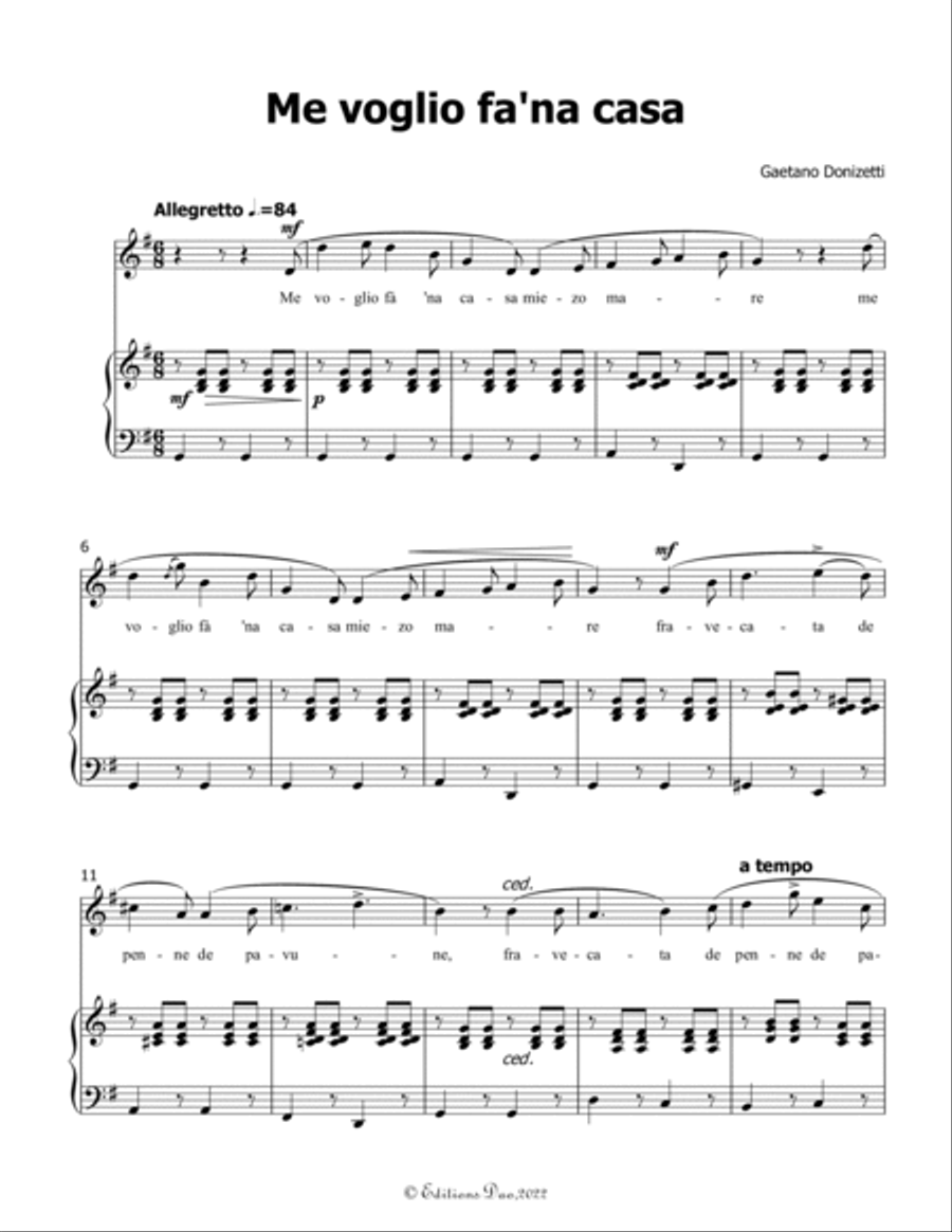 Me voglio fana casa, by Donizetti, in G Major Voice scores gallery preview page 3