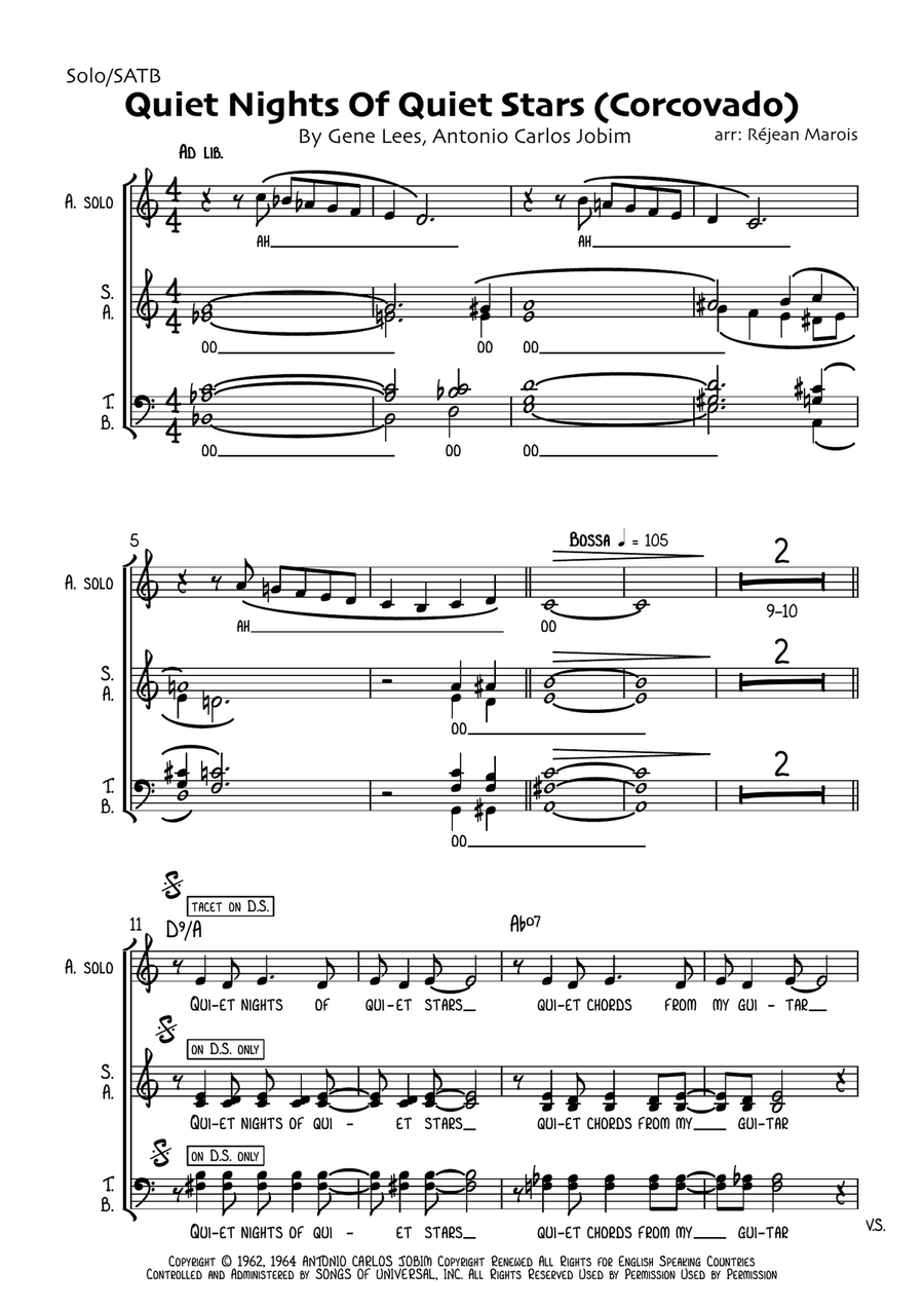 Quiet Nights Of Quiet Stars (corcovado) Divisi scores gallery preview page 1