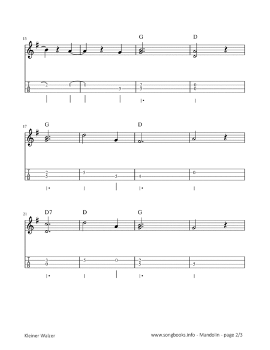 Kleiner Walzer - C. Gurlitt Mandolin scores gallery preview page 2