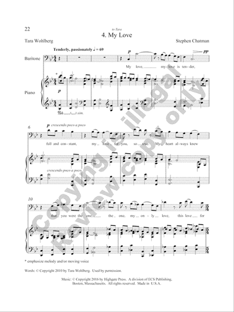 Five Love Songs for High Baritone Voice and Piano High Voice scores gallery preview page 32