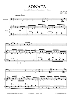 BACH: Sonata BWV 1030 for Bassoon & Piano