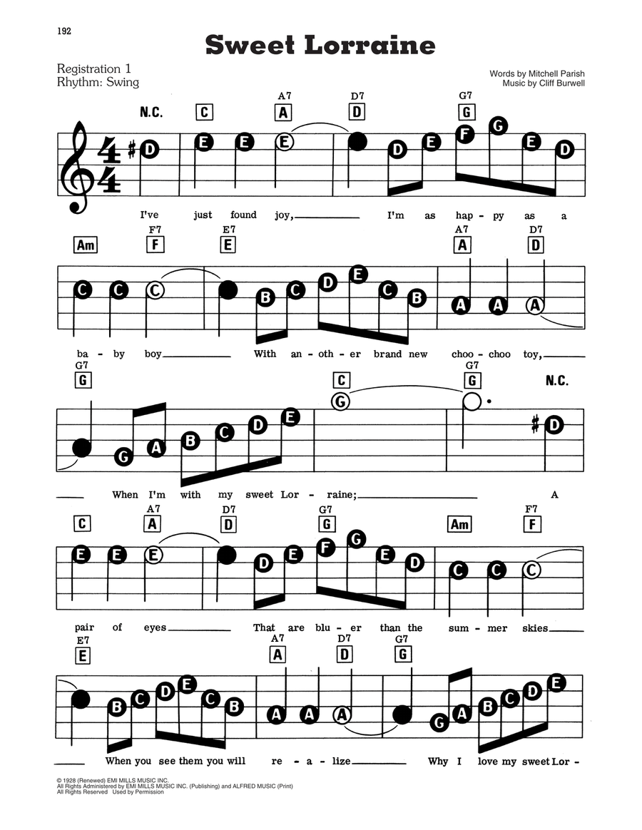 Sweet Lorraine Electronic Keyboard scores gallery preview page 1