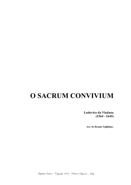 O SACRUM CONVIVIUM - L.G. da Viadana - Arr. for SATB Choir image number null
