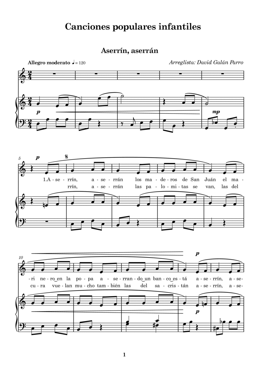 Aserrín, aserrán Aserrín, aserrán Voice scores gallery preview page 1