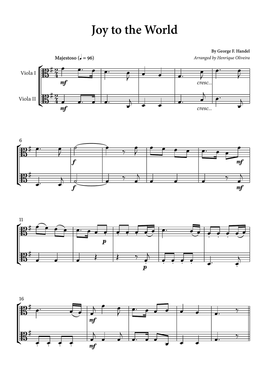 Joy to the World (Viola Duet) - Christmas Carol String Duet scores gallery preview page 1