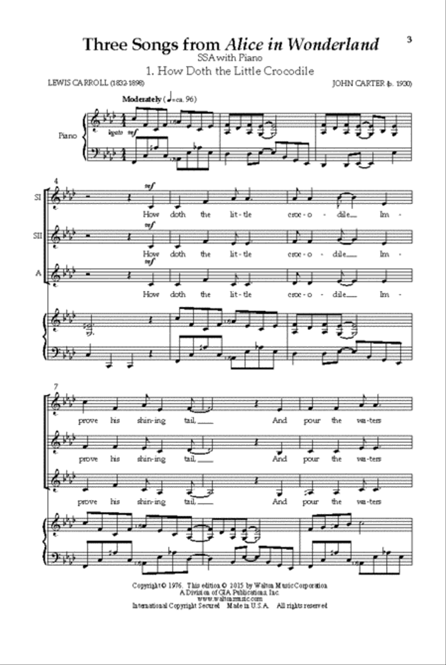 Three Songs from Alice In Wonderland SSA scores gallery preview page 2