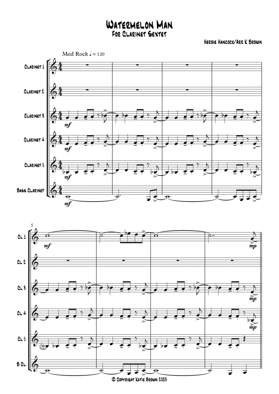 Watermelon Man Woodwind Ensemble scores gallery preview page 1