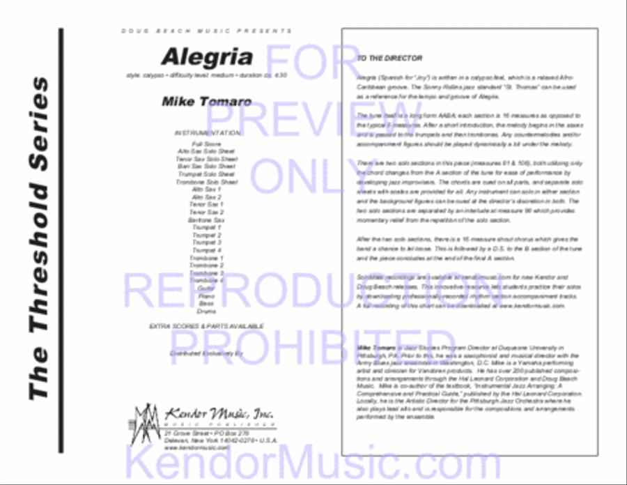 Alegria Alegria Jazz Ensemble scores gallery preview page 2